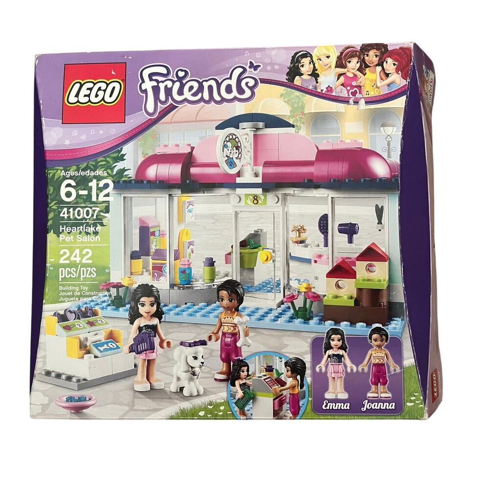 Lego Friends 41007 Heartlake Pet Salon all parts minifigures, box book Like New